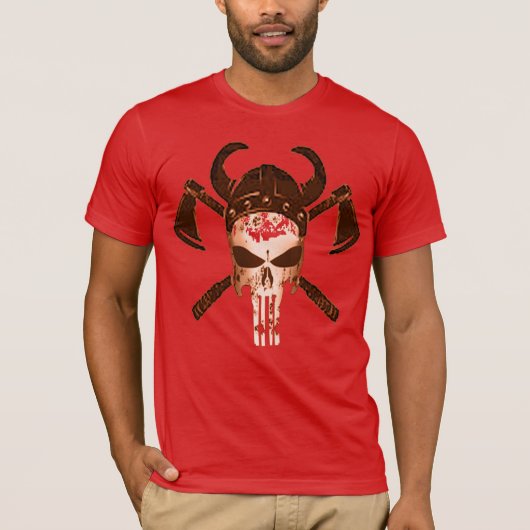 Hipster Spooky Bloody Viking Skull Shirt (Voorkant)