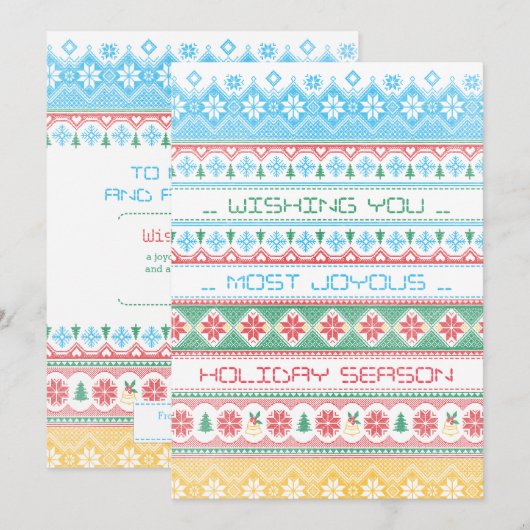 Hipster Stitch Feestdagenkaart (Voorkant / Achterkant)