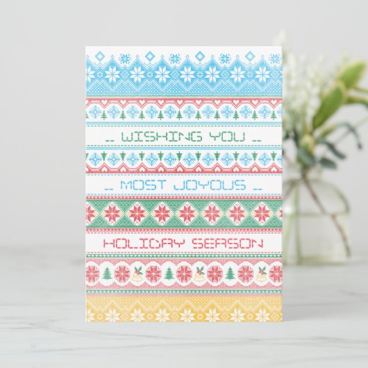 Hipster Stitch Feestdagenkaart (Staand voorkant)