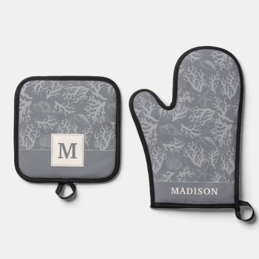 Hipster Style Coral Reef Ovenwant & Pannenlap Set (Voorkant)