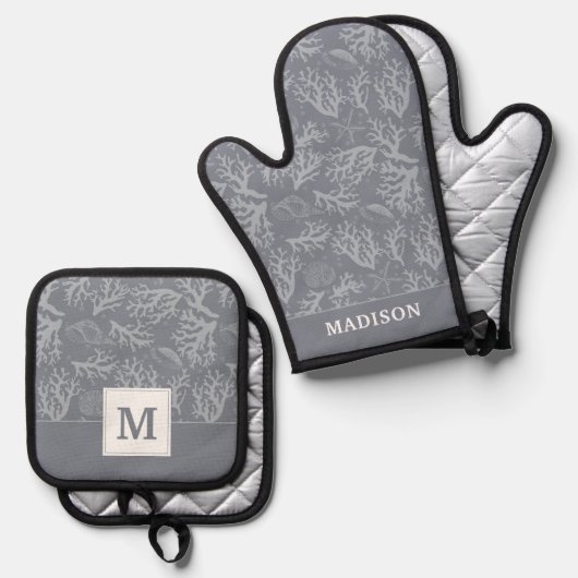 Hipster Style Coral Reef Ovenwant & Pannenlap Set (Voorkant / Achterkant)