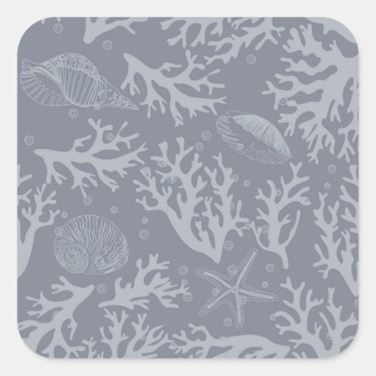Hipster Style Coral Reef Vierkante Sticker (Voorkant)