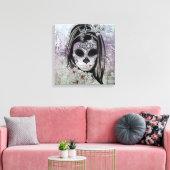 Hipster Sugar Skull Lady Canvas Afdruk (Insitu (Woonkamer))