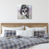 Hipster Sugar Skull Lady Canvas Afdruk (Insitu (Slaapkamer))