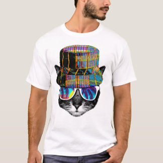Hipster summer cat t-shirt