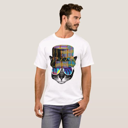 Hipster summer cat t-shirt (Voorkant volledig)