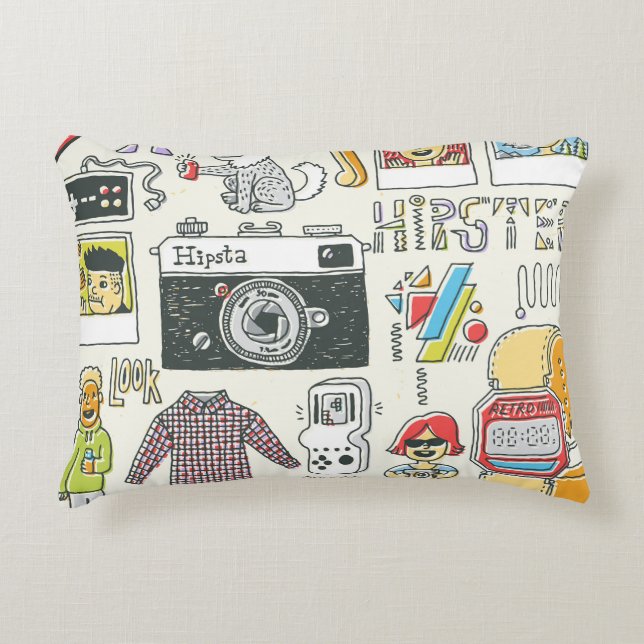 Hipster swag: handgetekende doodle set accent kussen (Voorkant)