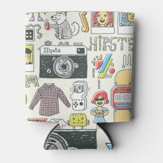 Hipster swag: handgetekende doodle set blikjeskoeler