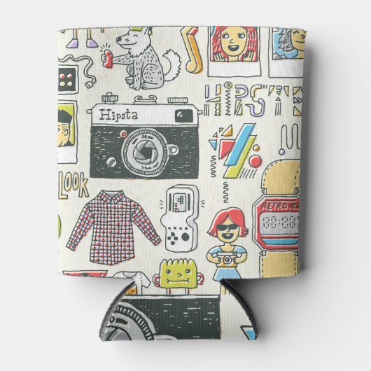 Hipster swag: handgetekende doodle set blikjeskoeler (Voorkant)