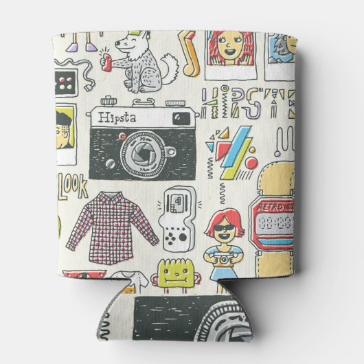 Hipster swag: handgetekende doodle set blikjeskoeler (Achterkant)