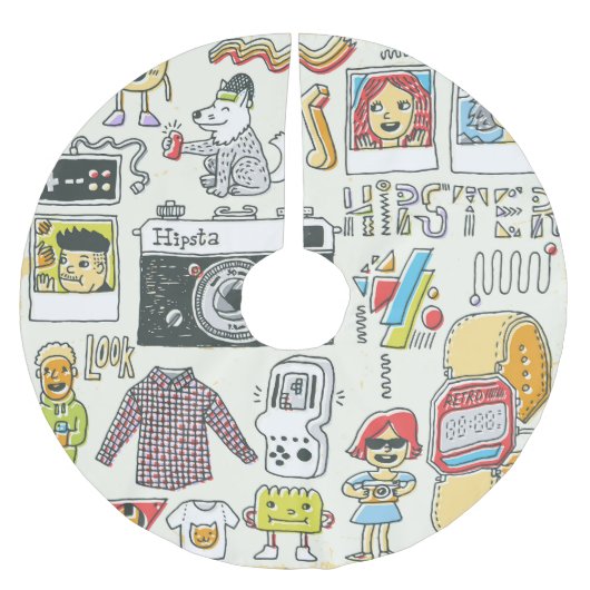 Hipster swag: handgetekende doodle set kerstboom rok (Voorkant)