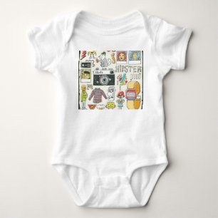 Hipster swag: handgetekende doodle set romper