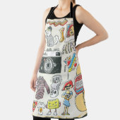 Hipster swag: handgetekende doodle set schort (Insitu)