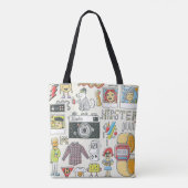 Hipster swag: handgetekende doodle set tote bag (Achterkant)
