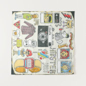 Hipster swag: handgetekende doodle set wandkleed (Voorkant (horizontaal))