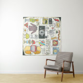 Hipster swag: handgetekende doodle set wandkleed (In Situ (horizontaal))