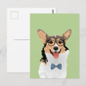 Hipster Sweet Black Tan White Pembroke Welsh Corgi Briefkaart (Voorkant / Achterkant)