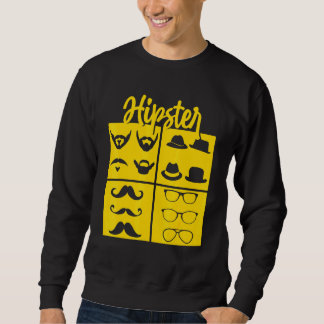 Hipster Symbolen Pipe Smoker Mustache Glasses Bow  Trui