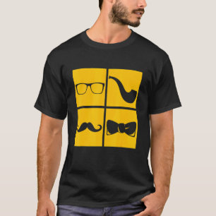 Hipster Symbols Mustache Pipe Smoker Glasses Bow T T-shirt