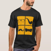 Hipster Symbols Mustache Pipe Smoker Glasses Bow T T-shirt (Voorkant)