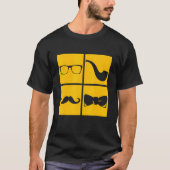 Hipster Symbols Mustache Pipe Smoker Glasses Bow T T-shirt (Voorkant)