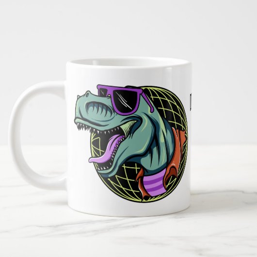 Hipster T-Rex aangepaste monogram jumbo mok (Links)