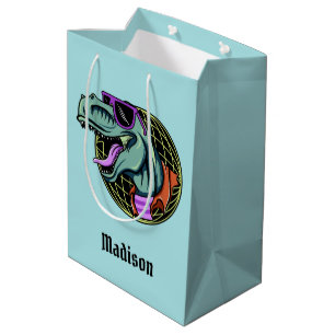 Hipster T-Rex aangepaste naam & kleur geschenkzakk Medium Cadeauzakje