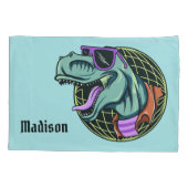 Hipster T-Rex aangepaste naam & kleur kussenslopen (Achterkant)