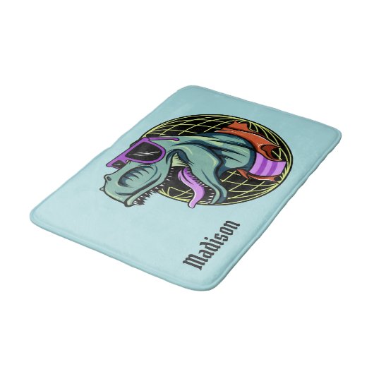 Hipster T-Rex aangepaste naam & kleurbadmatten Badmat (Gekanteld)