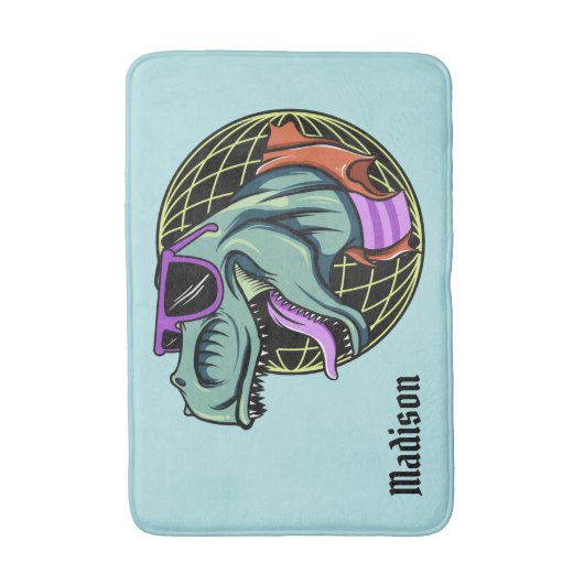 Hipster T-Rex aangepaste naam & kleurbadmatten Badmat (Voorkant Verticaal)