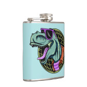 Hipster T-Rex aangepaste naam & kleurenkolf Heupfles (Rechts)
