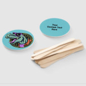 Hipster T-Rex aangepaste tekst hand fan set Handwaaier (Niet-gemonteerd)