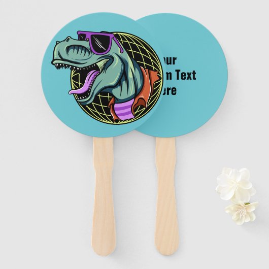 Hipster T-Rex aangepaste tekst hand fan set Handwaaier (Voorkant en achterkant)