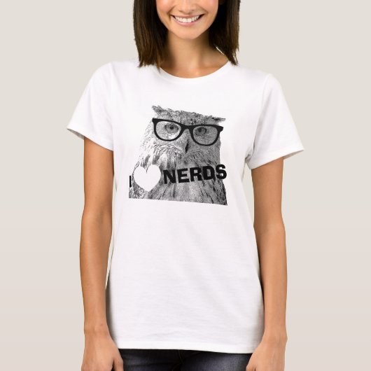 Hipster t shirt voor vrouwen | Ik hou van nerds (Voorkant)