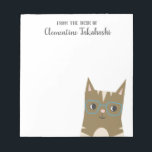 Hipster Tabby Cat | Jouw namen toevoegen Notitieblok<br><div class="desc">Vectorafbeelding van een schattige kat met een groene omlijste bril. Het is een trendy tekening van hipsterdieren. Hij heeft een glimlach op zijn gezicht. Geweldig cadeau voor kattenliefhebbers.</div>