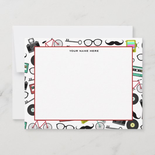 Hipster ThGeachte Flat Notecards Notitiekaartje (Voorkant)