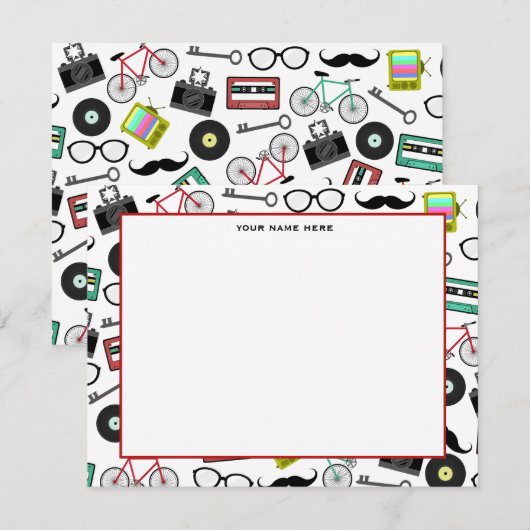 Hipster ThGeachte Flat Notecards Notitiekaartje (Voorkant / Achterkant)