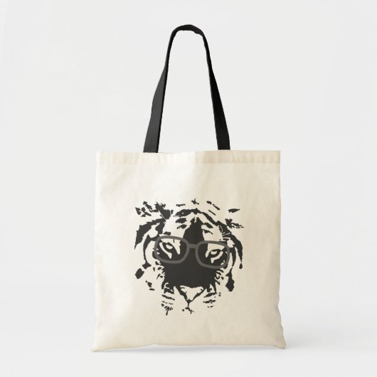 Hipster Tiger met bril, zwart Tote Bag (Voorkant)
