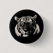 Hipster tijger met bril ronde button 3,2 cm (Voorkant)