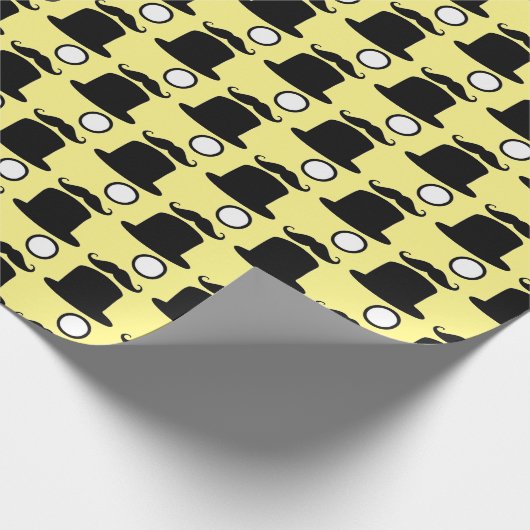 Hipster Top Hoed met Monocle Design Cadeaupapier (Hoek)