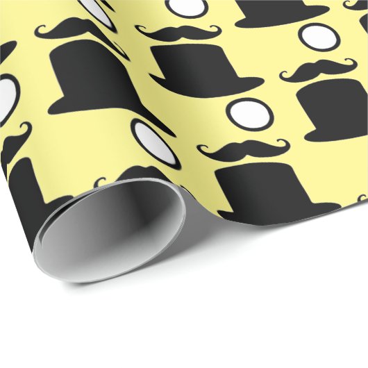 Hipster Top Hoed met Monocle Design Cadeaupapier (Rol Hoek)