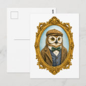 Hipster Uil Portret Briefkaart (Voorkant / Achterkant)