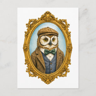 Hipster Uil Portret Briefkaart