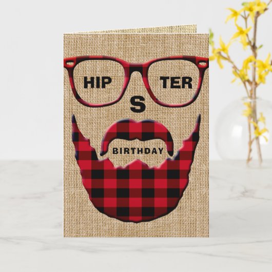 HipSter Verjaardag Kaart (Gele Bloem)