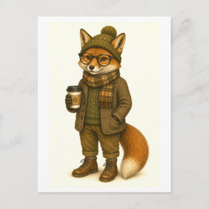 Hipster Vos Ansichtkaart Briefkaart