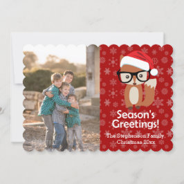 Hipster vos bril schattig dier kerst foto feestdagenkaart