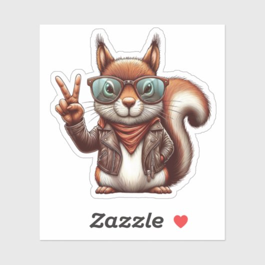 Hipster Vredes Squirrel Sticker (Vel)