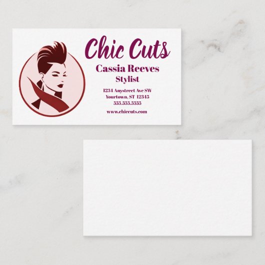 Hipster Vrouw Haar Stylist Salon Mode Visitekaartje (Voorkant / Achterkant)