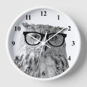 Hipster-wandklok | Geeky owl met bril (Voorkant)