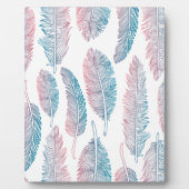 Hipster-Waterverf handgetekende blauwe roze veer Fotoplaat (Voorkant)